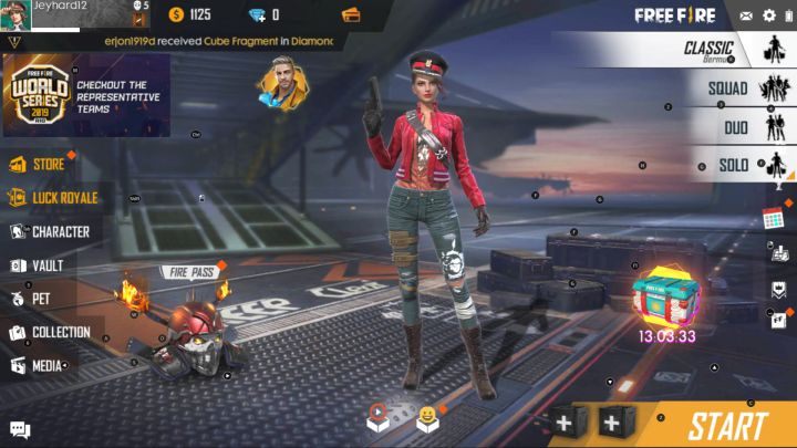 By rozpocząć grę, należy kliknąć na przycisk START. - Jak rozpocząć rozgrywkę w Garena Free Fire? - Garena Free Fire - poradnik do gry