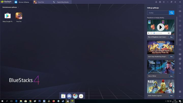 Domyślny widok programu BlueStacks, z zainstalowaną już grą Garena Free Fire - Czy w Garena Free Fire można grać na PC? - Garena Free Fire - poradnik do gry