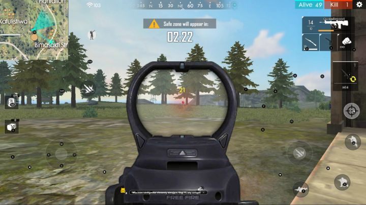 Nie warto na siłę pchać się do środka strefy - o czym zapomniał widoczny na celowniku wróg. - Jak dotrwać do finału w Garena Free Fire - Garena Free Fire - poradnik do gry