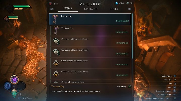 Jeśli interesuje Cię kupno jakiegoś przedmiotu możesz podbiec, w każdej chwili, do kamienia i zakupić daną rzecz - Darksiders Genesis: Sklepy - Darksiders Genesis - poradnik do gry