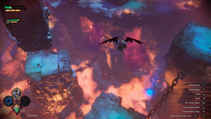 Aby użyć skrzydeł musisz dwa razy kliknąć odpowiedni klawisz (A w przypadku pada) - Darksiders Genesis: Świat gry - jak się poruszać? - Darksiders Genesis - poradnik do gry
