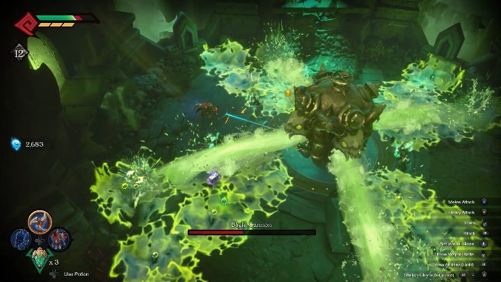 W trakcie walki przeciwnik wylewa z siebie niezliczone ilości trującej substancji - Blight Cannon - rozdział 8 | Boss w Darksiders Genesis - Darksiders Genesis - poradnik do gry