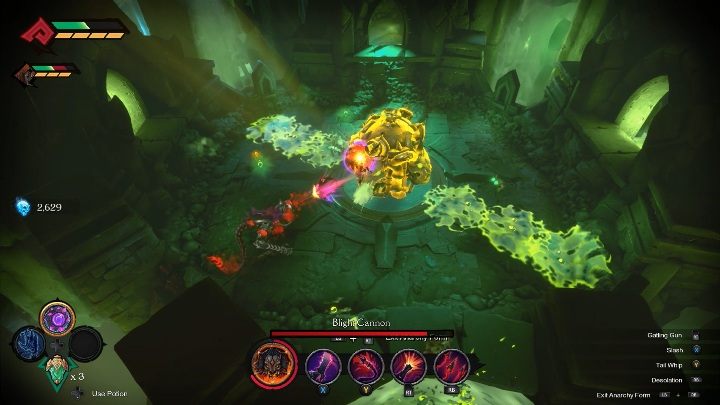 Świetnym sposobem na pokonanie bossa jest uruchomienie Chaosu/Anarchii - Blight Cannon - rozdział 8 | Boss w Darksiders Genesis - Darksiders Genesis - poradnik do gry
