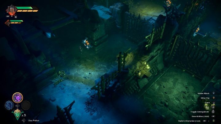Od razu pobiegnij do dźwigni zaznaczonej na screenie powyżej i przebiegnij do ostatniej części labiryntu - Darksiders Genesis: Labirynt, rozdział 7 - jak przejść? - Darksiders Genesis - poradnik do gry
