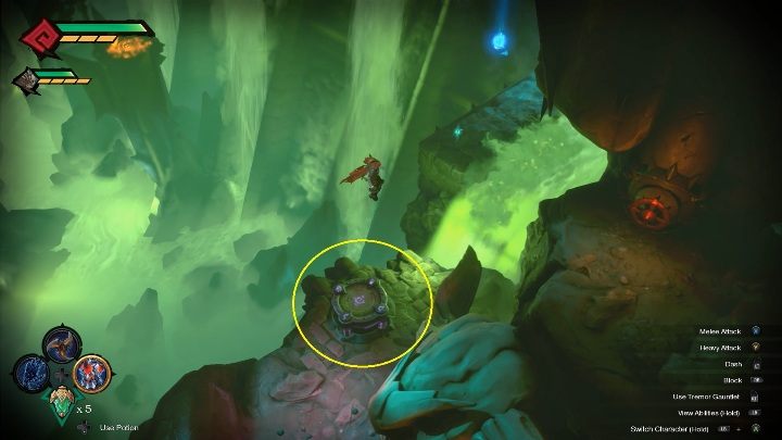 Drugi zawór znajduje się koło górnej części wodospadu - Darksiders Genesis: Trująca woda, rozdział 8 - jak spuścić? - Darksiders Genesis - poradnik do gry