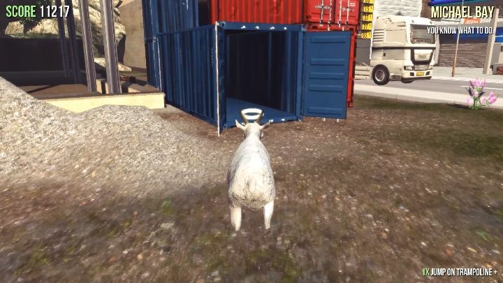Posąg znajdziesz w niebieskim kontenerze, koło placu budowy - Posągi kóz w Goat Simulator - Goat Simulator - poradnik do gry