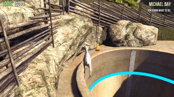 Na farmie znajduje się ogromna dziura - Posągi kóz w Goat Simulator - Goat Simulator - poradnik do gry