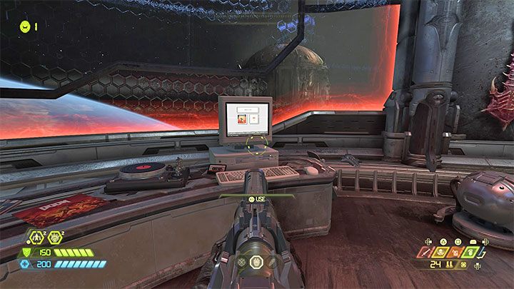 Stary komputer PC znajduje się w pomieszczeniu - kwaterze Doom Slayera w Twierdzy Zagłady - Doom Eternal - poradnik do gry