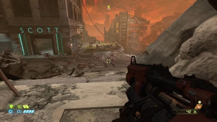 Po walce, kieruj się dalej wąwozem i walcz z pomniejszymi przeciwnikami - Doom Eternal: Piekło na ziemi (Hell on Earth) solucja, opis przejścia - Doom Eternal - poradnik do gry