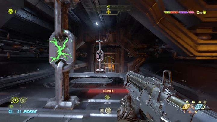 Stań na zielonym przycisku i przejdź przez drzwi, które właśnie otworzyłeś - Doom Eternal: Baza Kultystów (Cultist Base) solucja, opis przejścia - Doom Eternal - poradnik do gry