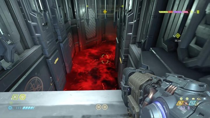 Po wszystkim, jedź windą do góry i idź korytarzami, aż dotrzesz do pomieszczenia z czerwonymi wyładowaniami - Doom Eternal: Baza Kultystów (Cultist Base) solucja, opis przejścia - Doom Eternal - poradnik do gry