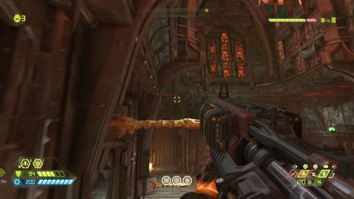 Po walce musisz użyć drążków, by wskoczyć na wyższy poziom i wydostać się z komnaty - Doom Eternal: Nekravol 1 solucja, opis przejścia - Doom Eternal - poradnik do gry