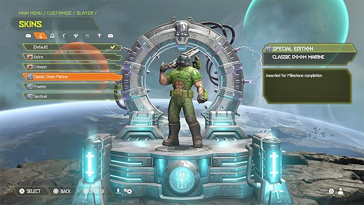 Nowe pancerze zakłada się z poziomu menu głównego gry - Doom Eternal: Wygląd bohatera - jak zmienić? - Doom Eternal - poradnik do gry