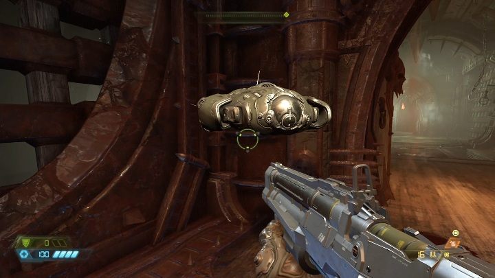 Pierwsze miejsce, w którym możesz ulepszyć swoją broń znajdziesz zaraz za korytarzem przecinającym lokacje - Doom Eternal: Piekło na ziemi | Mapa sekretów, znajdźki - Doom Eternal - poradnik do gry