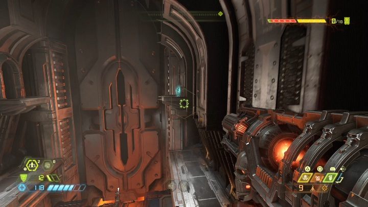 Aby zdobyć kolejne punkty do umiejętności musisz wskoczyć na ścianę do wspinaczki, a potem przeskoczyć na kolejną półkę - Doom Eternal: Baza Łowców Zagłady | Mapa sekretów, znajdźki - Doom Eternal - poradnik do gry