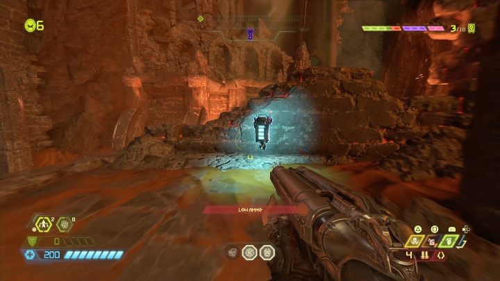 Baterię zdobędziesz zaraz po wyjściu z budynku - Doom Eternal: Jądro Marsa | Mapa sekretów, znajdźki - Doom Eternal - poradnik do gry