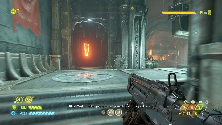 W jasnej, niebieskawej części świątyni bardzo widoczna będzie ognista notatka - Doom Eternal: Strażnik Jeden | Mapa sekretów, znajdźki - Doom Eternal - poradnik do gry