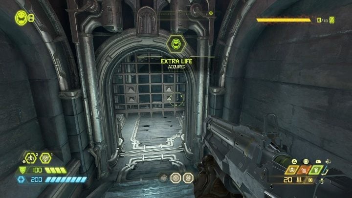 Dodatkowe życie znajdziesz na górnym piętrze świątyni, zaraz obok przejścia - Doom Eternal: Strażnik Jeden | Mapa sekretów, znajdźki - Doom Eternal - poradnik do gry