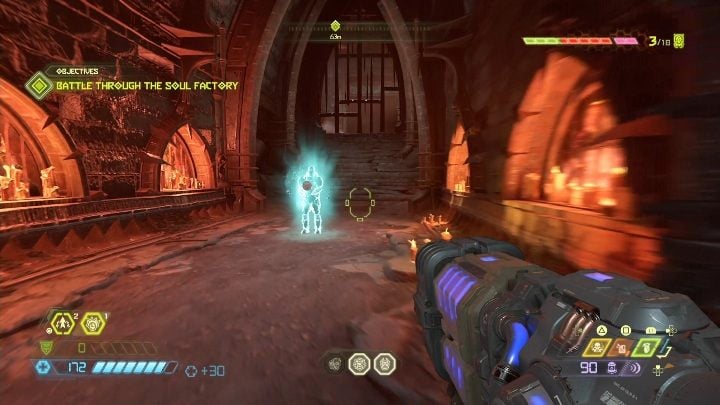 Po pokonaniu bossa i wskoczeniu na wyższe piętro nie skręcaj od razu w prawo, aby kontynuować misję fabularną - Doom Eternal: Nekravol 1 | Mapa sekretów, znajdźki - Doom Eternal - poradnik do gry