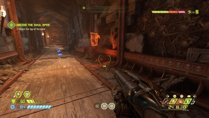 Zaraz po skończeniu areny musisz wskoczyć na ścianę do wspinaczki, a z niej dostać się na koleje piętro budynku - Doom Eternal: Nekravol 2 | Mapa sekretów, znajdźki - Doom Eternal - poradnik do gry