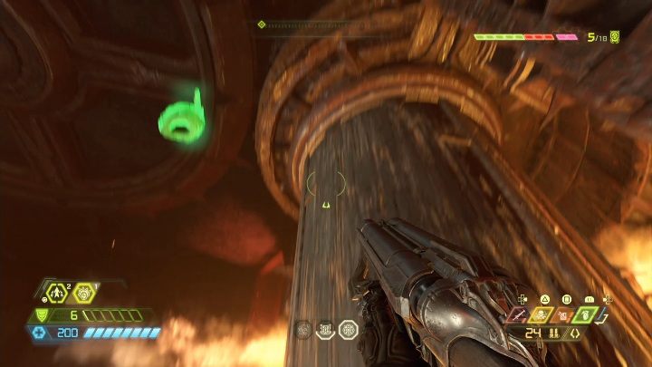 Aby zdobyć dodatkowe życie musisz wejść na samą górę tej płonącej pułapki - Doom Eternal: Nekravol 2 | Mapa sekretów, znajdźki - Doom Eternal - poradnik do gry