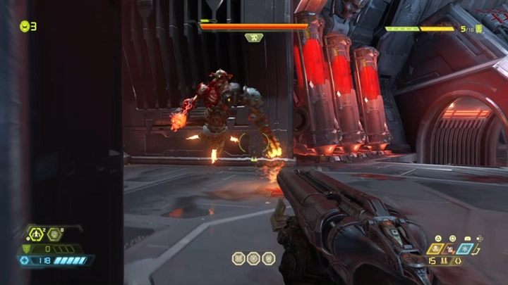 Uważaj szczególnie na namierzanie rakiet, koniecznie korzystaj z odskoków i podwójnych skoków, by przerwać namierzanie i być mobilnym w walce - Doom Eternal: Boss Strażnik Zagłady | walka, jak pokonać - Doom Eternal - poradnik do gry