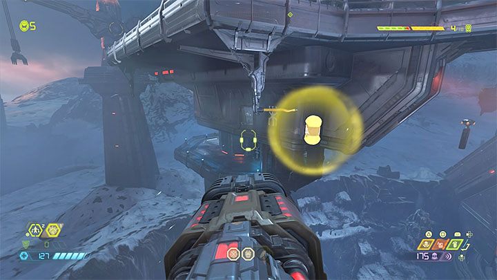 W świecie gry możesz odnajdywać lewitujące żółte sfery, które odnawiają limit użyć podwójnego skoku - Doom Eternal: Oddalone półki - jak doskoczyć? - Doom Eternal - poradnik do gry