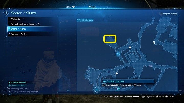 Na powyższym obrazku oznaczyliśmy miejsce, w którym znajdziecie czwartą ulotkę (The Happy Turtle Newsletter 4) - Final Fantasy VII Remake Intermission: The Happy Envoy - solucja, opis przejścia - Final Fantasy VII Remake - poradnik do gry
