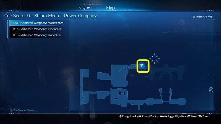 Djinn Staff znajdziecie w miejscu zaznaczonym na powyższym obrazku - poziom B14 Advanced Weaponry: Maintenance - Final Fantasy VII Remake Intermission: Djinn Staff, broń Sonona - jak zdobyć? - Final Fantasy VII Remake - poradnik do gry