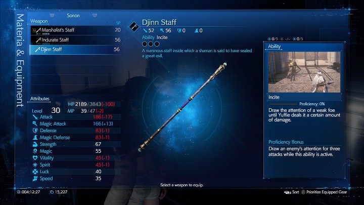 Djinn Staff na samym początku dysponuje wyłącznie trzema niepołączonymi miejscami na Materię, ale charakteryzuje się wysokim współczynnikiem Magic Attack - Final Fantasy VII Remake Intermission: Djinn Staff, broń Sonona - jak zdobyć? - Final Fantasy VII Remake - poradnik do gry