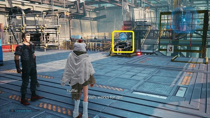 Po wejściu na wyższy poziom rzućcie shurikenem w przełącznik zaznaczony na powyższym obrazku - Final Fantasy VII Remake Intermission: After Him - solucja, opis przejścia - Final Fantasy VII Remake - poradnik do gry
