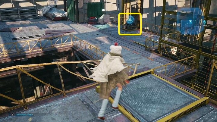 Podejdźcie do miejsca widocznego na powyższym obrazku i ponownie rzućcie shurikenem w przełącznik z numerem 2 - Final Fantasy VII Remake Intermission: After Him - solucja, opis przejścia - Final Fantasy VII Remake - poradnik do gry