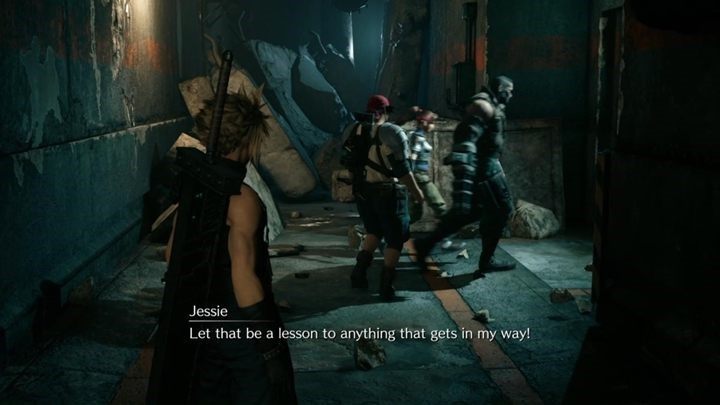 Pojawisz się w kanałach, idź za Barretem, Jessie, Biggsem i Wedgem w stronę wyjścia - Final Fantasy VII Remake: Fateful Encounters - solucja - Final Fantasy VII Remake - poradnik do gry
