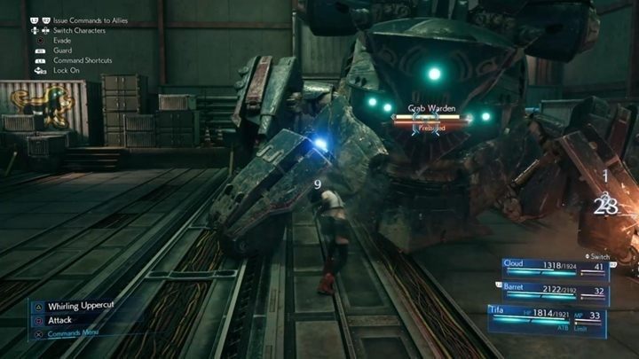 Nieco dalej czeka Cię walka z kolejnym bossem gry FF7 Remake - Crab Warden - Final Fantasy VII Remake: Dogged Pursuit - solucja - Final Fantasy VII Remake - poradnik do gry