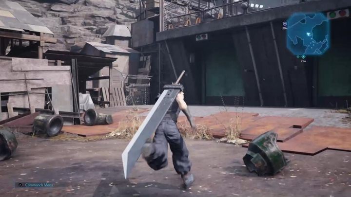 W końcu dotrzesz do sporego placu, gdzie możesz wspiąć się po drabinie i otworzyć przejście - Final Fantasy VII Remake: Budding Bodyguard - solucja - Final Fantasy VII Remake - poradnik do gry