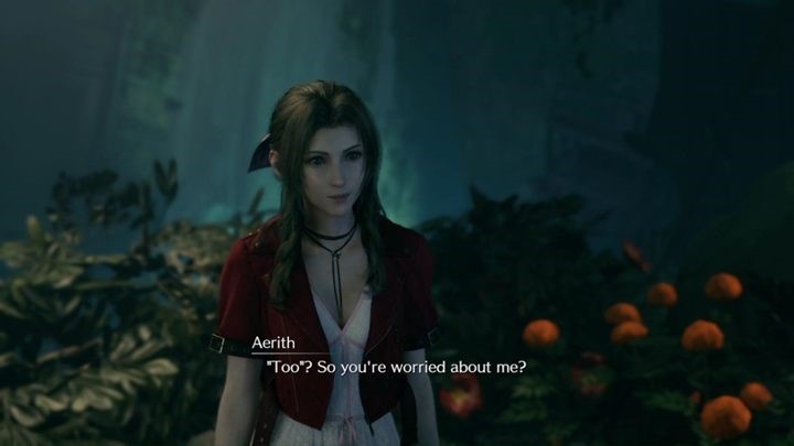 Po wyjściu na zewnątrz spotkasz się z jednym z towarzyszy: Aerith, Barretem lub Tifą - Final Fantasy VII Remake: In Search of Hope - solucja - Final Fantasy VII Remake - poradnik do gry
