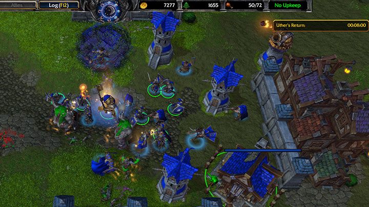 Silna obrona w postaci wież strażniczych oraz grupy żołnierzy wraz z Arthasem pozwoli dotrwać ci do końca misji. - Marsz Plagi | Solucja Warcraft 3 Reforged - Warcraft 3 Reforged - poradnik do gry