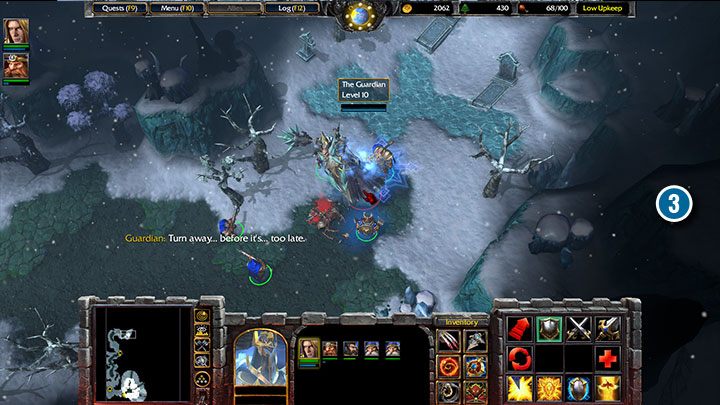 Strażnik pilnuje Ostrza Mrozu. Nie jest to łatwy przeciwnik, ale samotny stanowi łatwy cel dla Pocisku Burzy oraz ogłuszających ataków Muradina. - Ostrze Mrozu | Solucja Warcraft 3 Reforged - Warcraft 3 Reforged - poradnik do gry