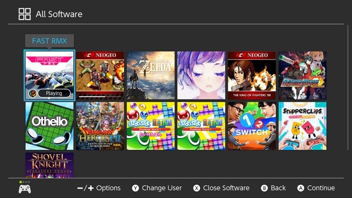 W menu konsoli (możesz obsługiwać je palcem) odnajdziesz wielkie ikonki - to obecnie posiadane na zalogowanym koncie gry/aplikacje - Nintendo Switch i Nintendo Switch Lite - opis konsol - Nintendo Switch - poradnik do konsoli