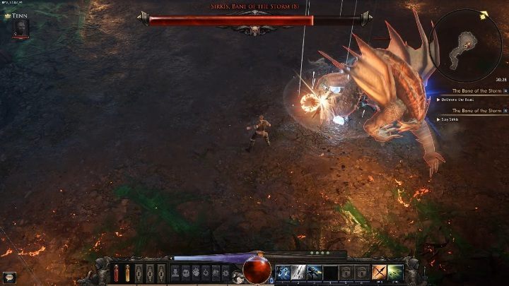 Zamachy - przeciwnik wykonuje serię zamachów łapami, którymi odrzuca i rani gracza - Sirkis, Bane of the Storm | Boss w grze Wolcen - Wolcen Lords of Mayhem - poradnik do gry
