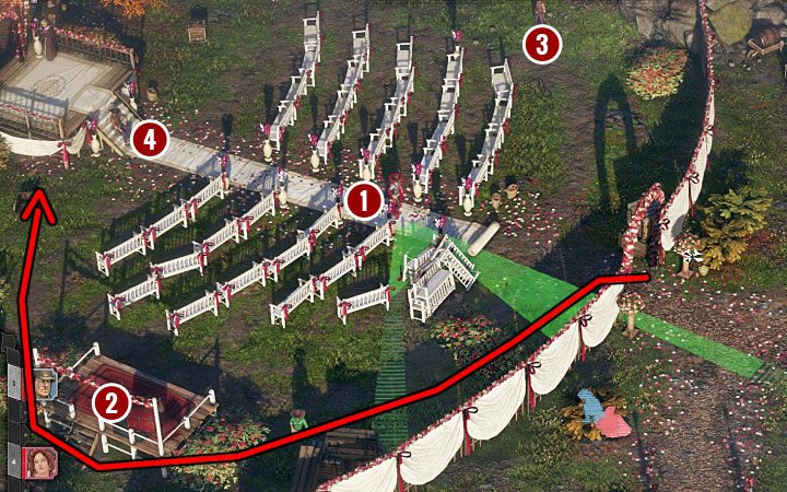Na polu weselnym (M4,14) przebywa pięciu przeciwników, przy czym powinieneś rozprawić się tylko z czterema z nich - Desperados 3: Ucieknij z posiadłości, 4 Misja - solucja, opis przejścia - Desperados 3 - poradnik do gry