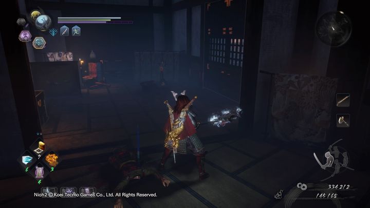 Idąc dalej, tuż za schodami, za którymi znajduje się sanktuarium na górnym poziomie, zobaczysz mgłę Yokai, z niej zrodzi się Yoki - NiOh 2: Złoty zamek, solucja - NiOh 2 - poradnik do gry