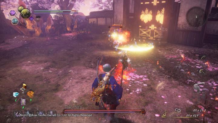 Walcząc typem ognistym, Tokichiro potrafi wystrzelić potężną falę ognia w twoją stronę, jednakże ten atak jest pionowy, przez co łatwo go uniknąć - NiOh 2: Tokichiro (Finalna forma) - boss - NiOh 2 - poradnik do gry
