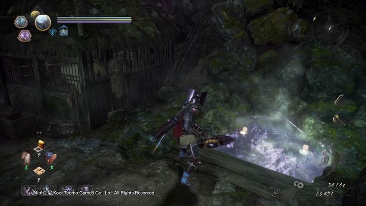 Schodząc lekko w dół, po prawej stronie znajduje się źródło, w którym odnowisz swoje zdrowie - Droga ucieczki | Solucja NiOh 2 - NiOh 2 - poradnik do gry