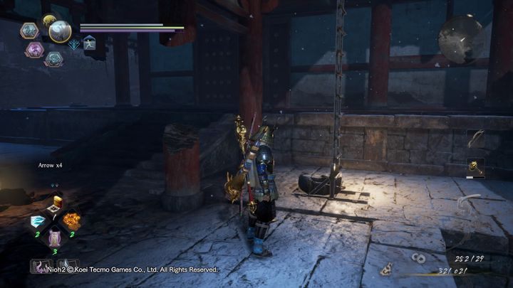 Przejdź przez drewniany most, udaj się lekko w prawo, tam znajdziesz drabinę - NiOh 2: Mauzoleum zła, solucja - NiOh 2 - poradnik do gry