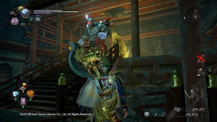 Idąc dalej, na górnym piętrze napotkasz Cyklopa, który pilnuje dużego kryształu - NiOh 2: Mauzoleum zła, solucja - NiOh 2 - poradnik do gry