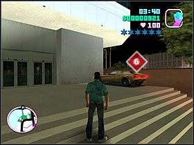 Przy luku zakrętu dwupasmowej drogi, na jego zewnętrznej stronie znajduje się centrum medyczne Vice City - Numer 6 Rampage - Grand Theft Auto: Vice City - poradnik do gry