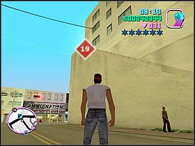 W nowej części miasta, jadąc z mostu zatrzymaj się dopiero przy uliczce wychodzącej w lewo - Numer 19 Rampage - Grand Theft Auto: Vice City - poradnik do gry