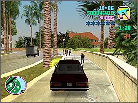 Tutaj zacznij jeździć w kółko do skrzyżowania i z powrotem, a z pewnością nabijesz odpowiednią ilość gangsterów i zaliczysz zadanie - Numer 23 Rampage - Grand Theft Auto: Vice City - poradnik do gry