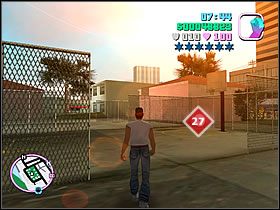 Tą czachę znajdziesz na boisku, dokładnie pomiędzy masa mieszkalnych budynków, patrz na mapę by dowiedzieć się szczegółów - Numer 27 Rampage - Grand Theft Auto: Vice City - poradnik do gry